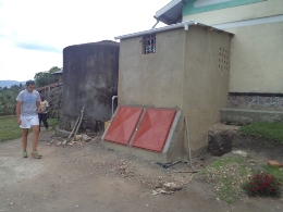Completed composting toilet at perma-culture plot 2013