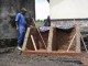 Composting toilet under construction at perma-culture plot 2013